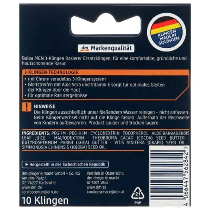 شفرات حلاقة للرجال ، 3 شفرات، 10 قطع. Rasierklingen, 3-Klingen Rasierer, 10 St