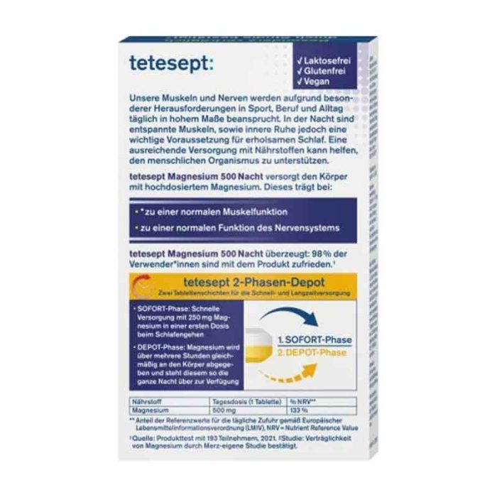 أقراص ماغنسيوم ليلية 30 قطعة Magnesium Tabletten Nacht Tetesept