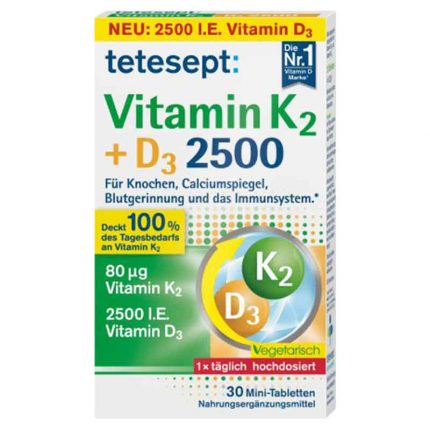 فيتامين ك2 + د3 أقراص 30 حبة Vitamin K2 + D3 Tetesept