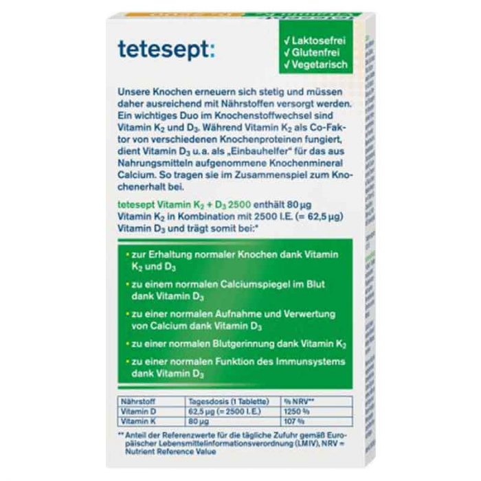 فيتامين ك2 + د3 أقراص 30 حبة Vitamin K2 + D3 Tetesept